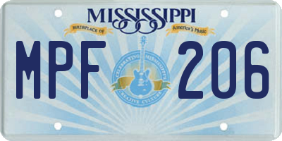 MS license plate MPF206