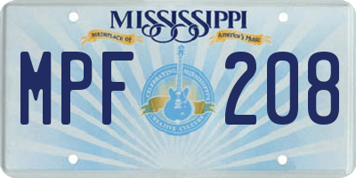 MS license plate MPF208