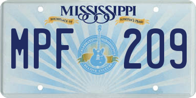 MS license plate MPF209