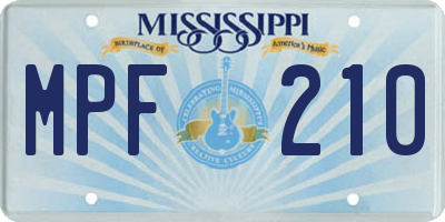 MS license plate MPF210