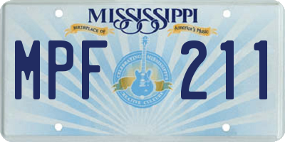 MS license plate MPF211