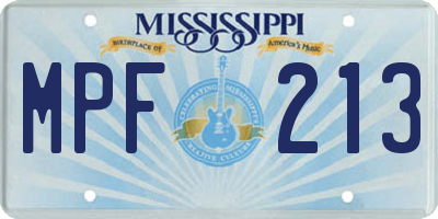 MS license plate MPF213