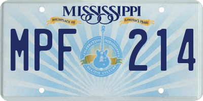 MS license plate MPF214