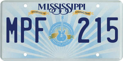 MS license plate MPF215