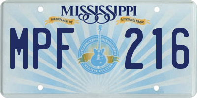 MS license plate MPF216