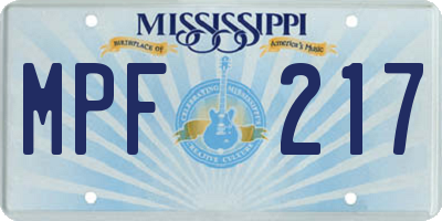 MS license plate MPF217