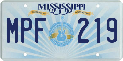 MS license plate MPF219