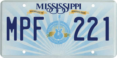 MS license plate MPF221