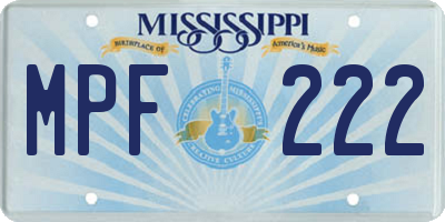 MS license plate MPF222