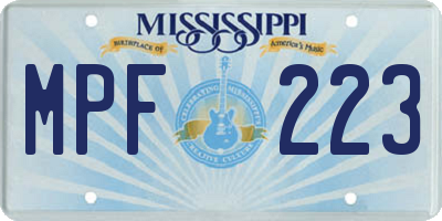 MS license plate MPF223
