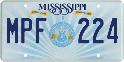 MS license plate MPF224