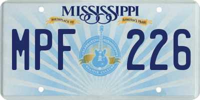MS license plate MPF226