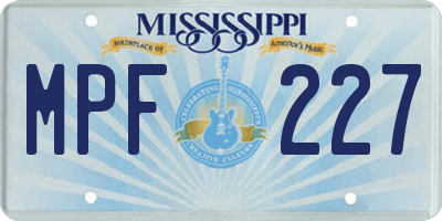 MS license plate MPF227