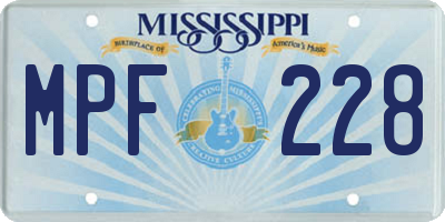 MS license plate MPF228