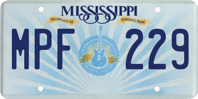 MS license plate MPF229