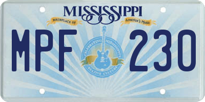 MS license plate MPF230