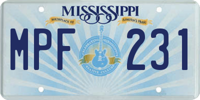 MS license plate MPF231