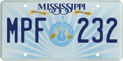 MS license plate MPF232