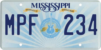 MS license plate MPF234