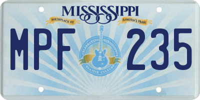 MS license plate MPF235