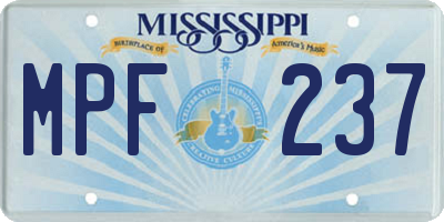 MS license plate MPF237