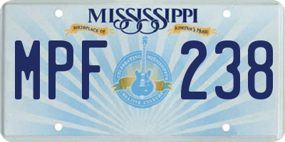 MS license plate MPF238