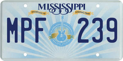 MS license plate MPF239