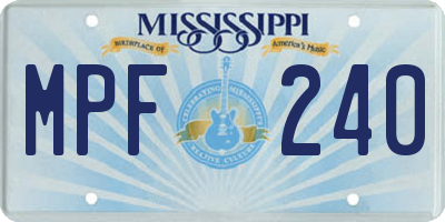 MS license plate MPF240