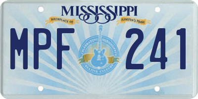 MS license plate MPF241