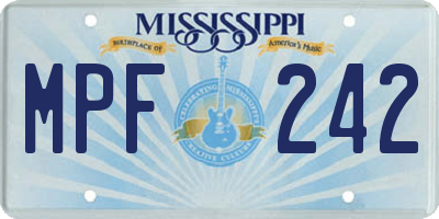 MS license plate MPF242