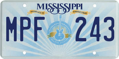 MS license plate MPF243