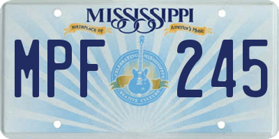 MS license plate MPF245