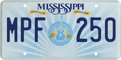 MS license plate MPF250