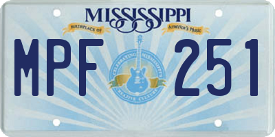 MS license plate MPF251