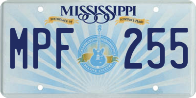 MS license plate MPF255