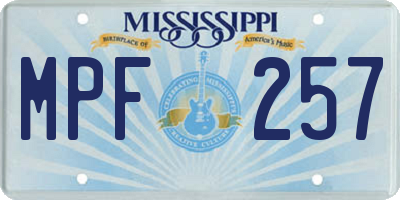 MS license plate MPF257