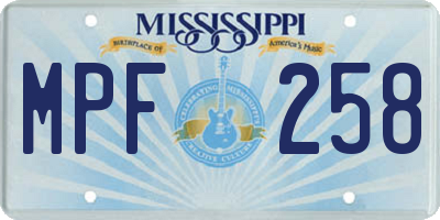MS license plate MPF258