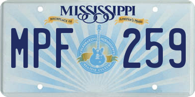 MS license plate MPF259