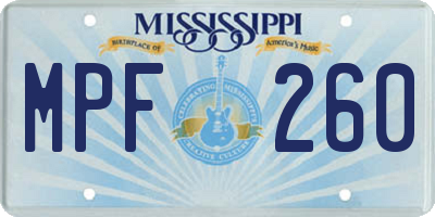 MS license plate MPF260
