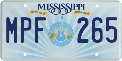 MS license plate MPF265