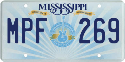 MS license plate MPF269