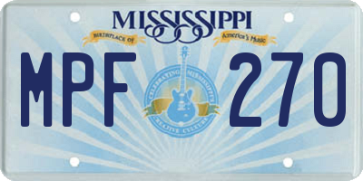 MS license plate MPF270
