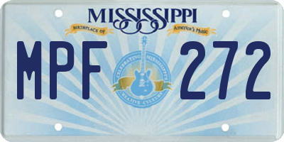 MS license plate MPF272