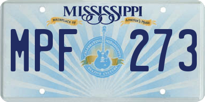 MS license plate MPF273