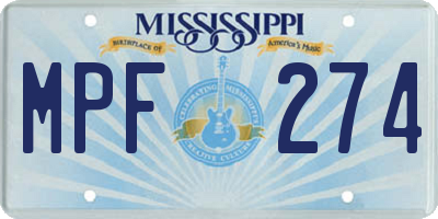 MS license plate MPF274