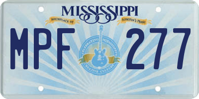 MS license plate MPF277