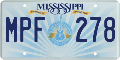 MS license plate MPF278