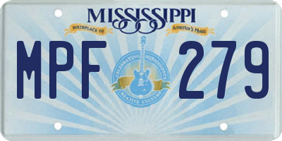MS license plate MPF279