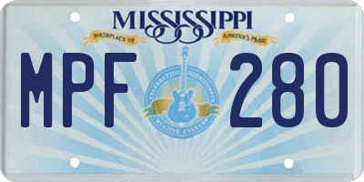 MS license plate MPF280