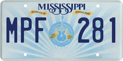 MS license plate MPF281